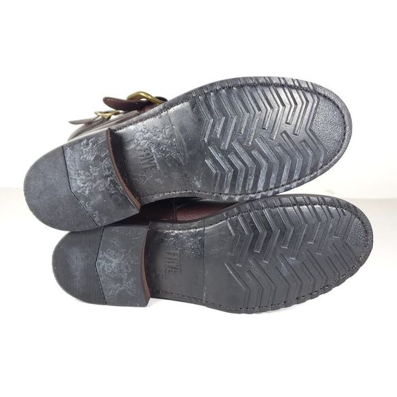 Frye Women's Veronica Short US 6B Brown Leather Pull On Moto Biker Boots - Picture 10 of 13